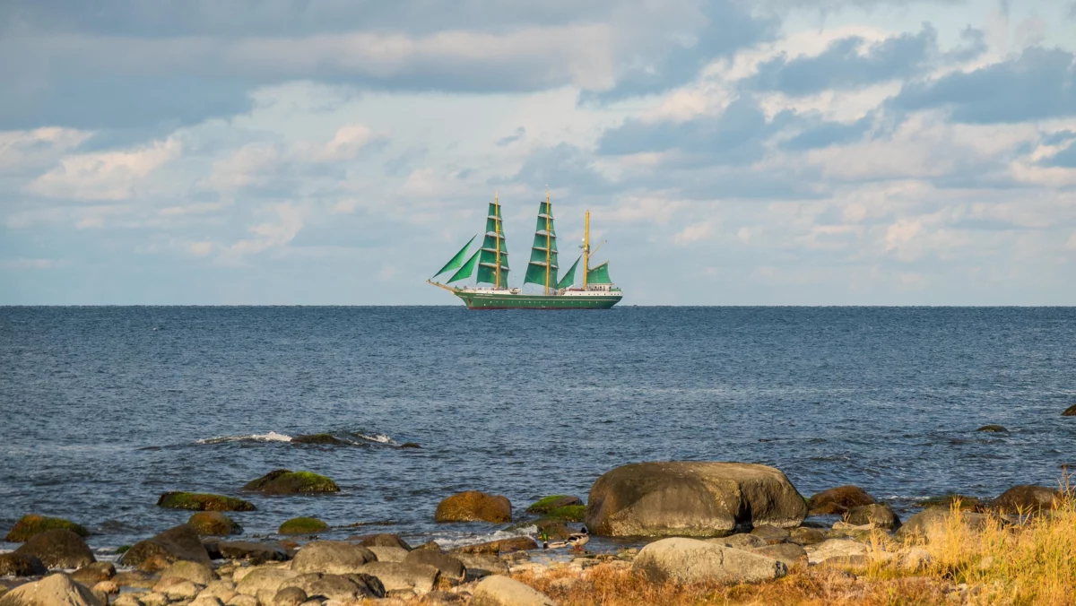 Die markanten grünen segel sind das wahrzeichen der alexander von humboldt