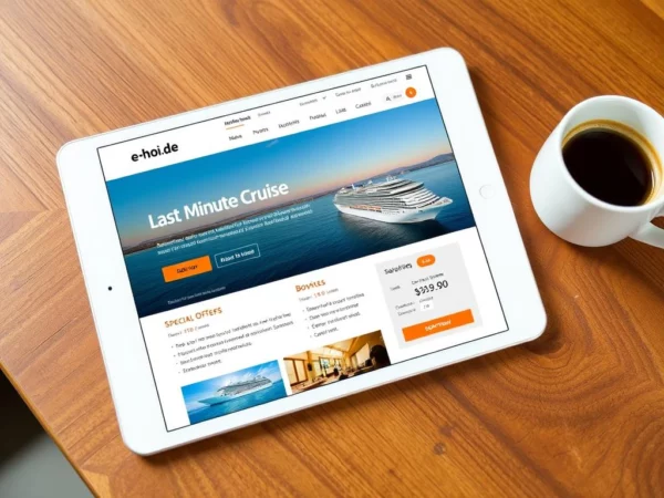 Last-Minute-Angebote für Schiffsreisen mit e-hoi.de auf einem Tablet